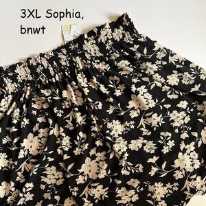 3XL Lularoe Sophia ruffle smock skirt, black with white flowers